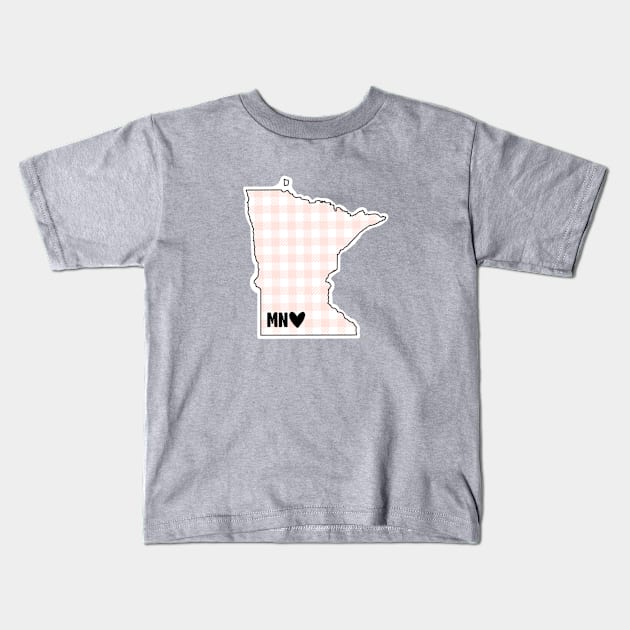 USA States: Minnesota (pink plaid) Kids T-Shirt by LetsOverThinkIt